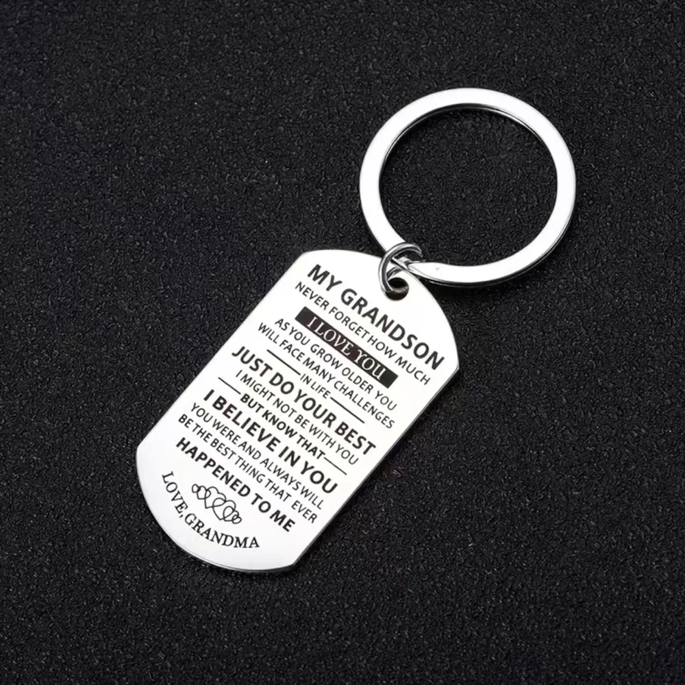 Engraved Grandmother to Grandson Keychain, Grandma Keychain, Grandson Keychain - Picture 1 of 4